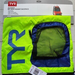 TYR Neon Yellow and Navy Mesh Backpack